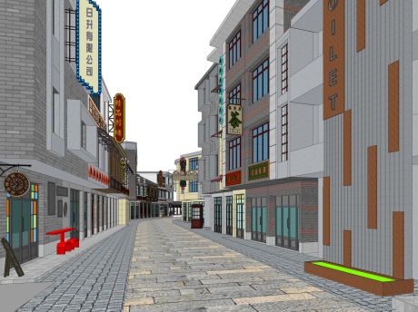 铅山老旧社区街道改造SU模型