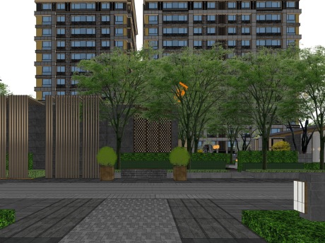 北京中信都阙台大区景观SU模型