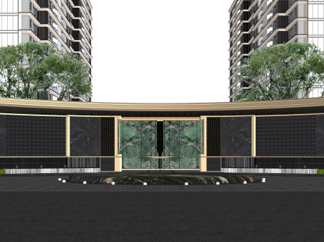 现代大门SU模型