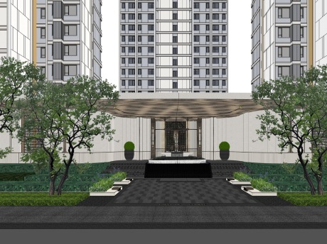 华润置地润熙府示范区景观SU模型