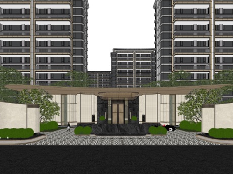 龙湖云河颂大门SU模型