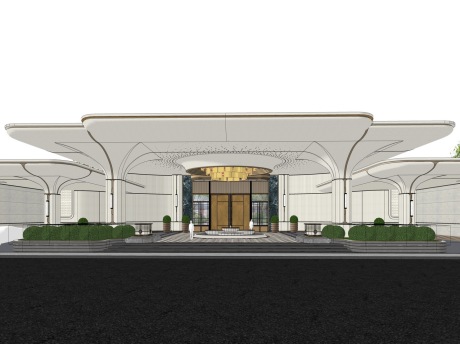 现代大门SU模型