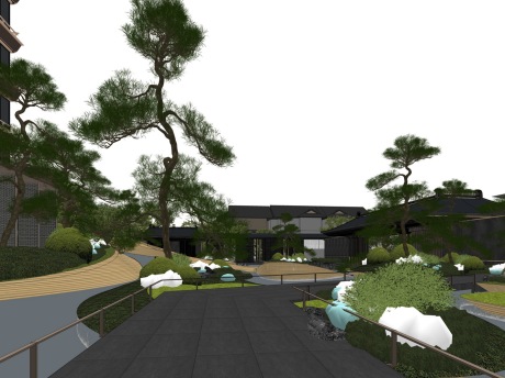 义乌绿城秦塘名邸宋韵示范区景观SU模型