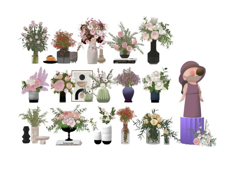 花瓶插花摆件SU模型
