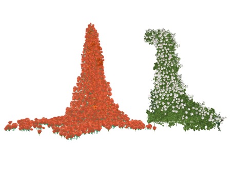 花瀑布花海花束美陈SU模型