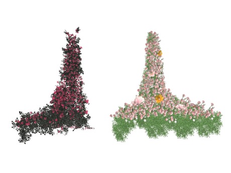 花瀑布花海花束美陈SU模型