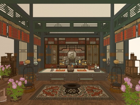 古代暖房SU模型