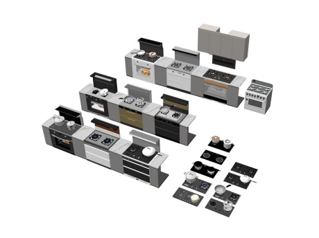 燃气灶集成灶灶台组合SU模型