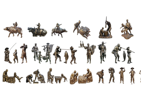 2D下棋人物农耕人物铜人SU模型