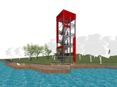 瞭望塔观景台SU模型