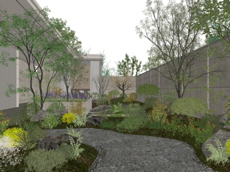 现代庭院景观SU模型