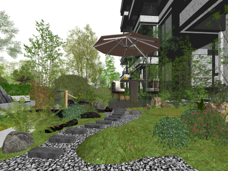 现代庭院景观SU模型