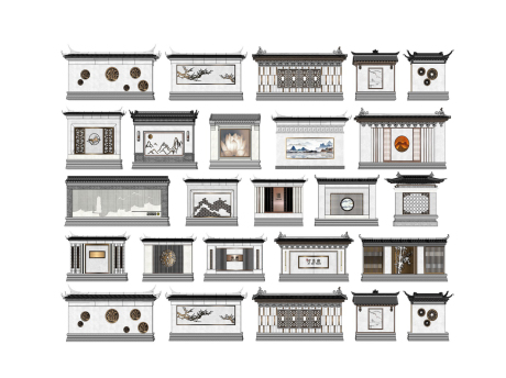 中式照壁影壁SU模型