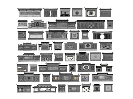 中式照壁影壁SU模型