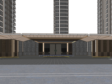 现代大门SU模型