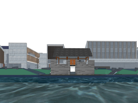 仓前码头新中式商业街SU模型