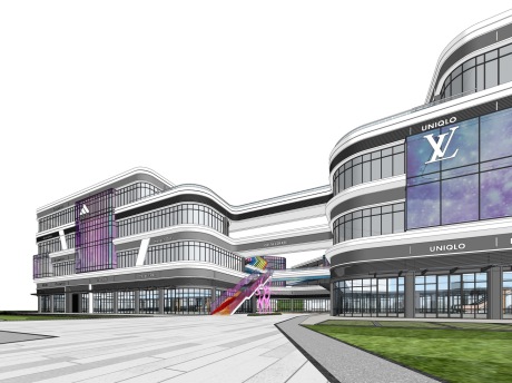 现代商业街SU模型