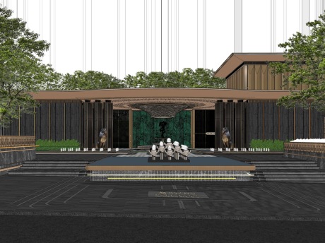 华润悦府示范区前场景观SU模型