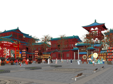 上饶古镇商业街SU模型