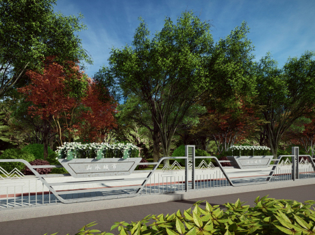 市政道路围挡栏杆SU模型