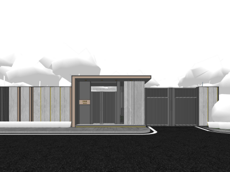 碧落阁院门围墙SU模型