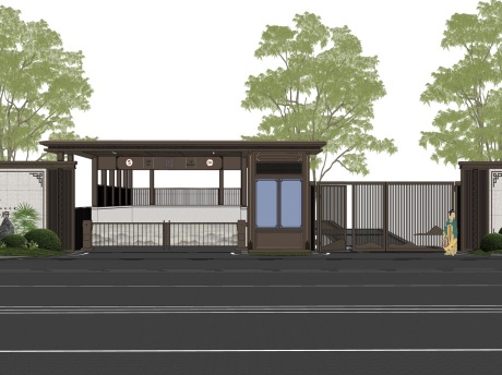 建发玖熙府大门SU模型