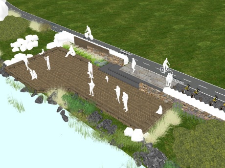 滨河公园休憩平台景观节点SU模型