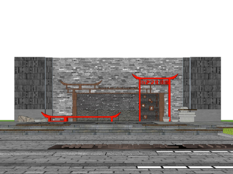 历史文化景墙SU模型