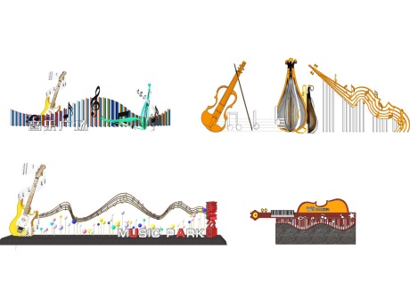 音乐音符雕塑SU模型