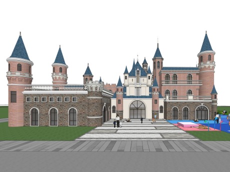 欧式城堡幼儿园SU模型