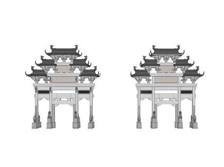 石牌坊SU模型