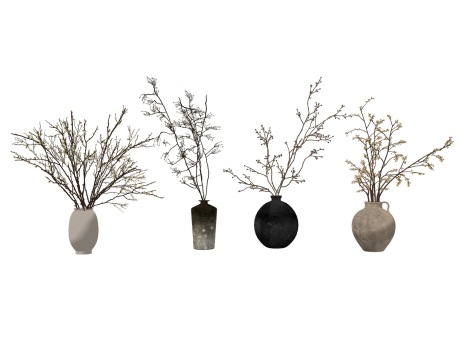 干枝花瓶插花摆件SU模型