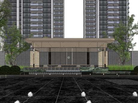 锦悦海棠示范区景观SU模型