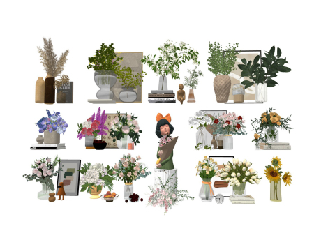 花瓶插花摆件SU模型