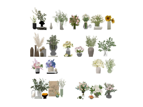 花瓶插花摆件SU模型