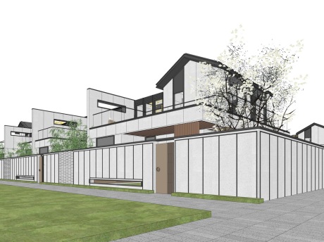 新中式合院别墅SU模型