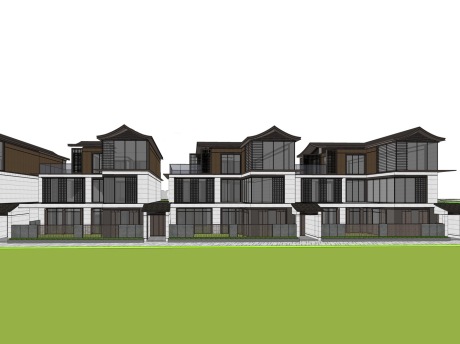 新中式合院别墅SU模型