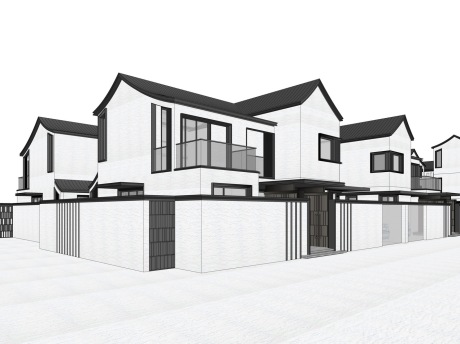 新中式合院别墅SU模型