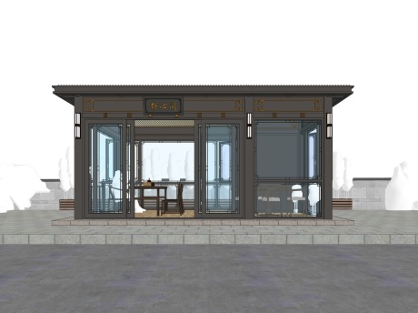 静心阁阳光房玻璃房SU模型