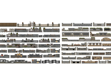 乡村景墙矮墙围墙SU模型