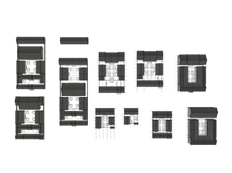 中式四合院组合SU模型