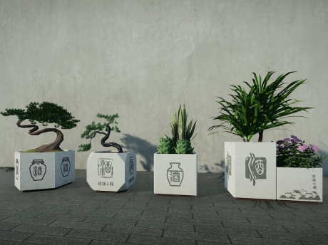 诗酒小镇新中式花箱SU模型