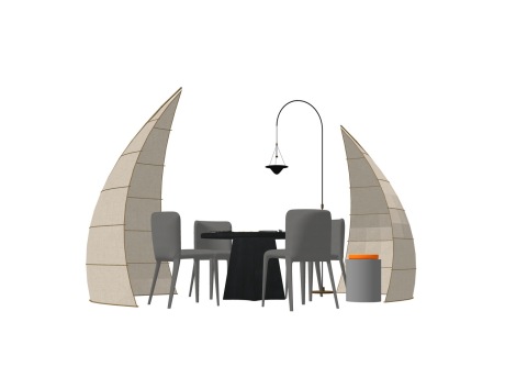 现代圆餐桌椅SU模型