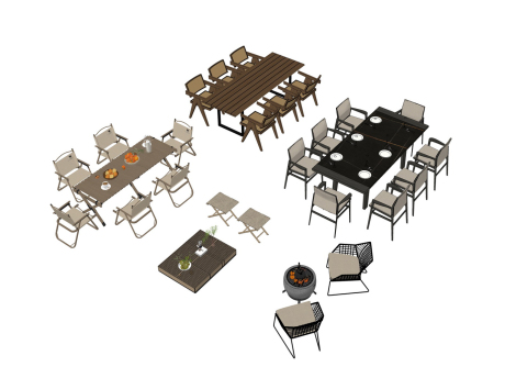 户外桌椅SU模型