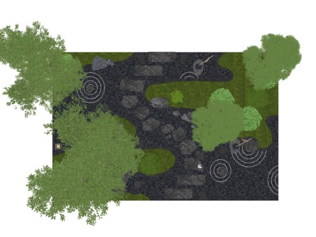 新中式枯山水SU模型