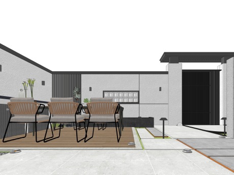 现代庭院景观SU模型