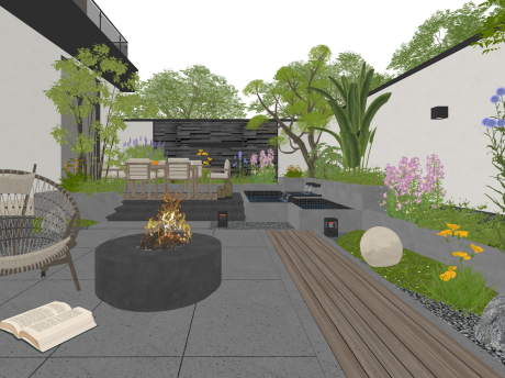 现代庭院景观SU模型