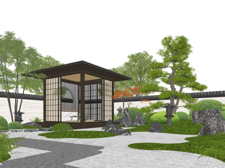 日式庭院景观SU模型