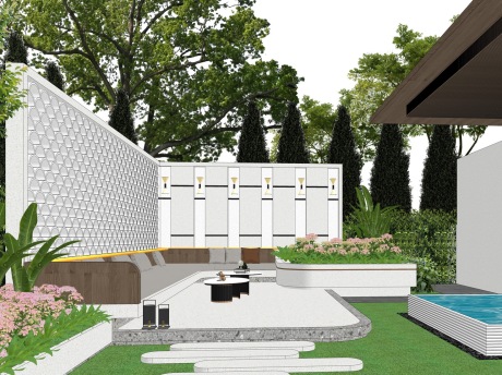 现代庭院景观SU模型