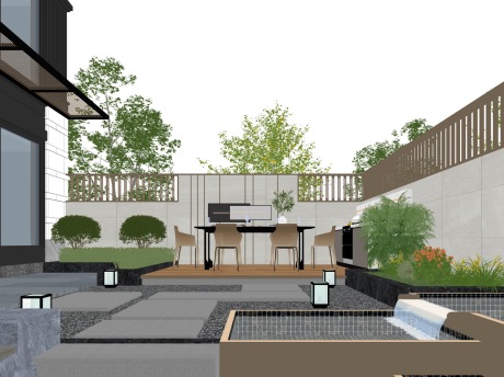 现代庭院景观SU模型